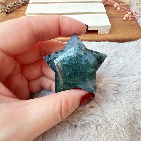 Beautiful Small Moss Agate Heart - Picture 3 of 6